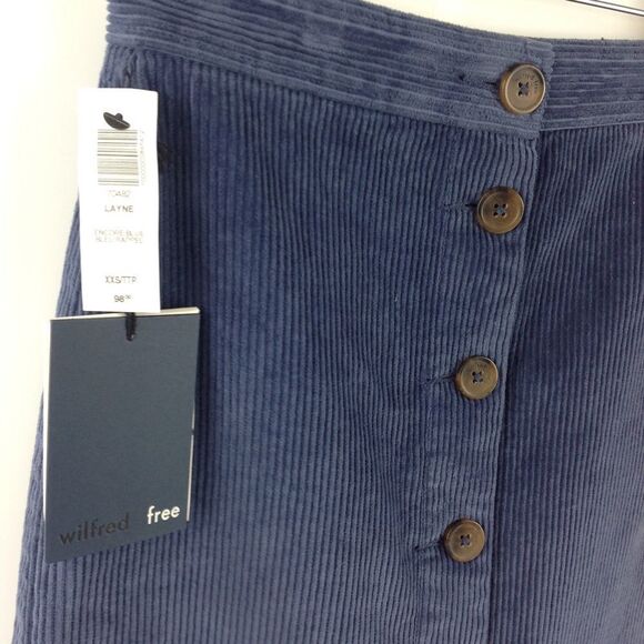 NEW Wilfred Layne Blue Corduroy Button Front Pencil Skirt XXS - Picture 5 of 6